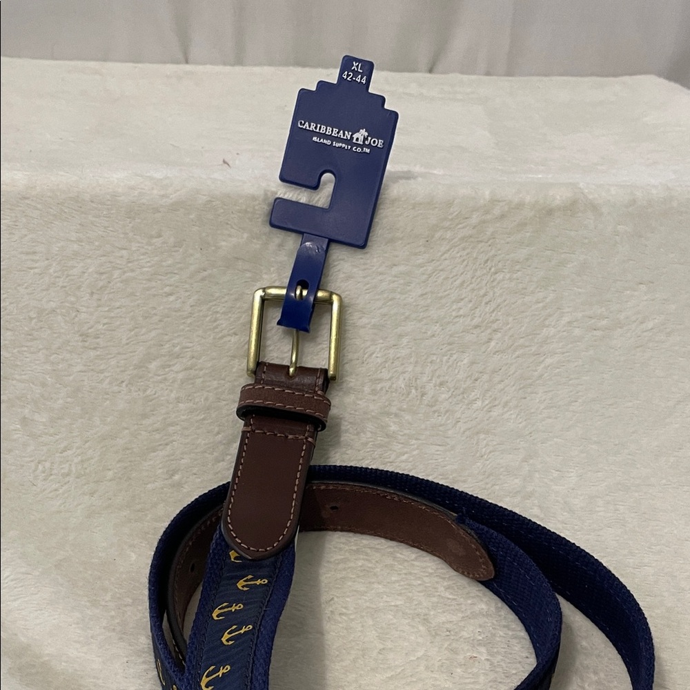 NEW Caribbean Joe Men's Blue and Brown Anchor ⚓️ Belt